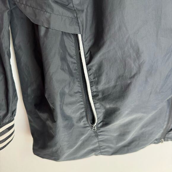ADIDAS Black Lightweight Hooded Vented Zip Up Windbreaker Jacket Men 2XL Active - Picture 10 of 10